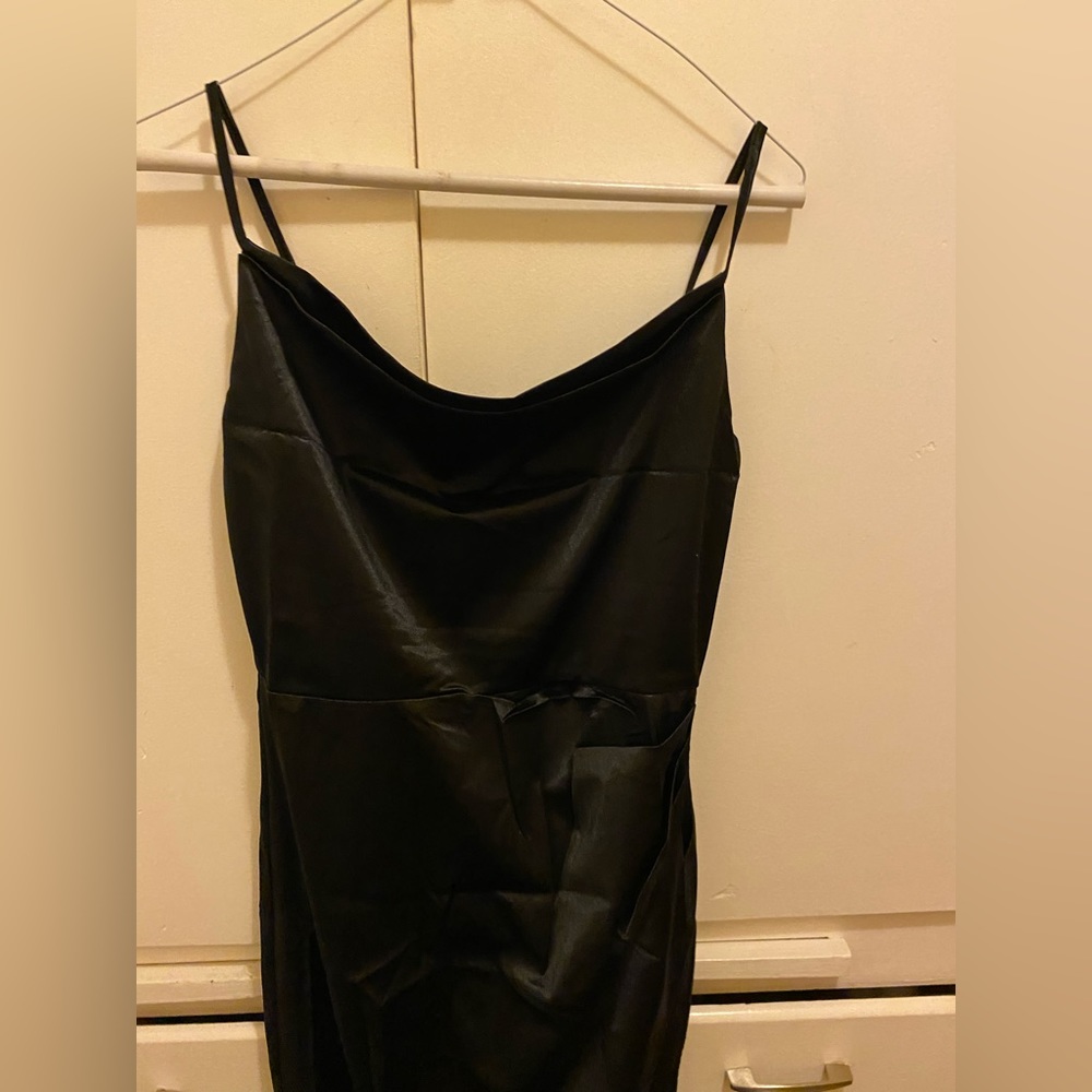 Micas - Brand New - Satin Draped Black Midi Dress - Sz M - Picture 5 of 10